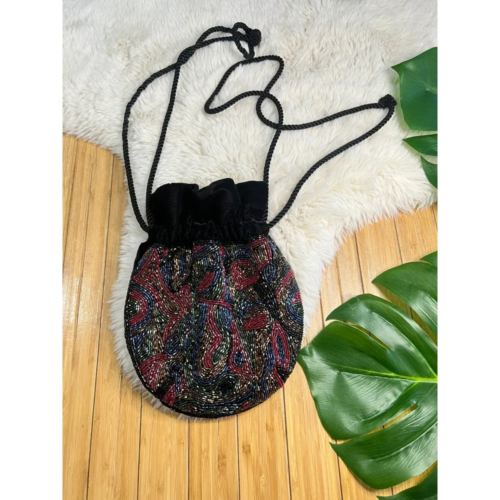 Drawstring beaded Handbags Bags & Pouch velvet exterior & Satin Interior.